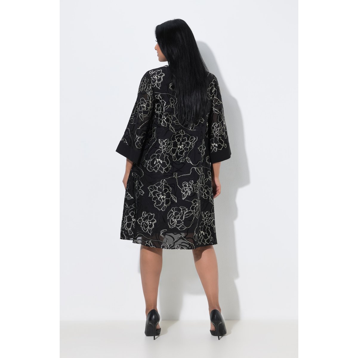 Robe en soie mélangée noir, ULLA POPKEN