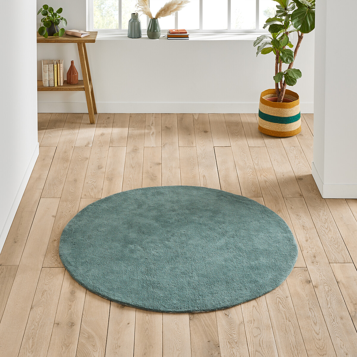 Tapis rond, coton tufté, Renzo, grand modèle sauge, LA REDOUTE INTERIEURS