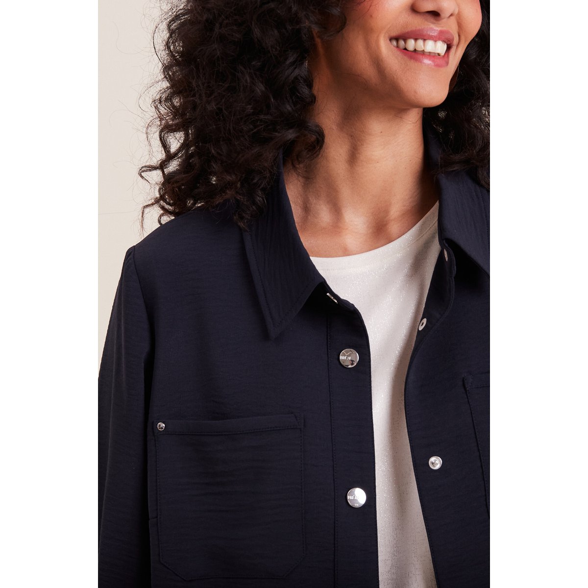 Veste cintrée boutonnée bleu foncé, BREAL