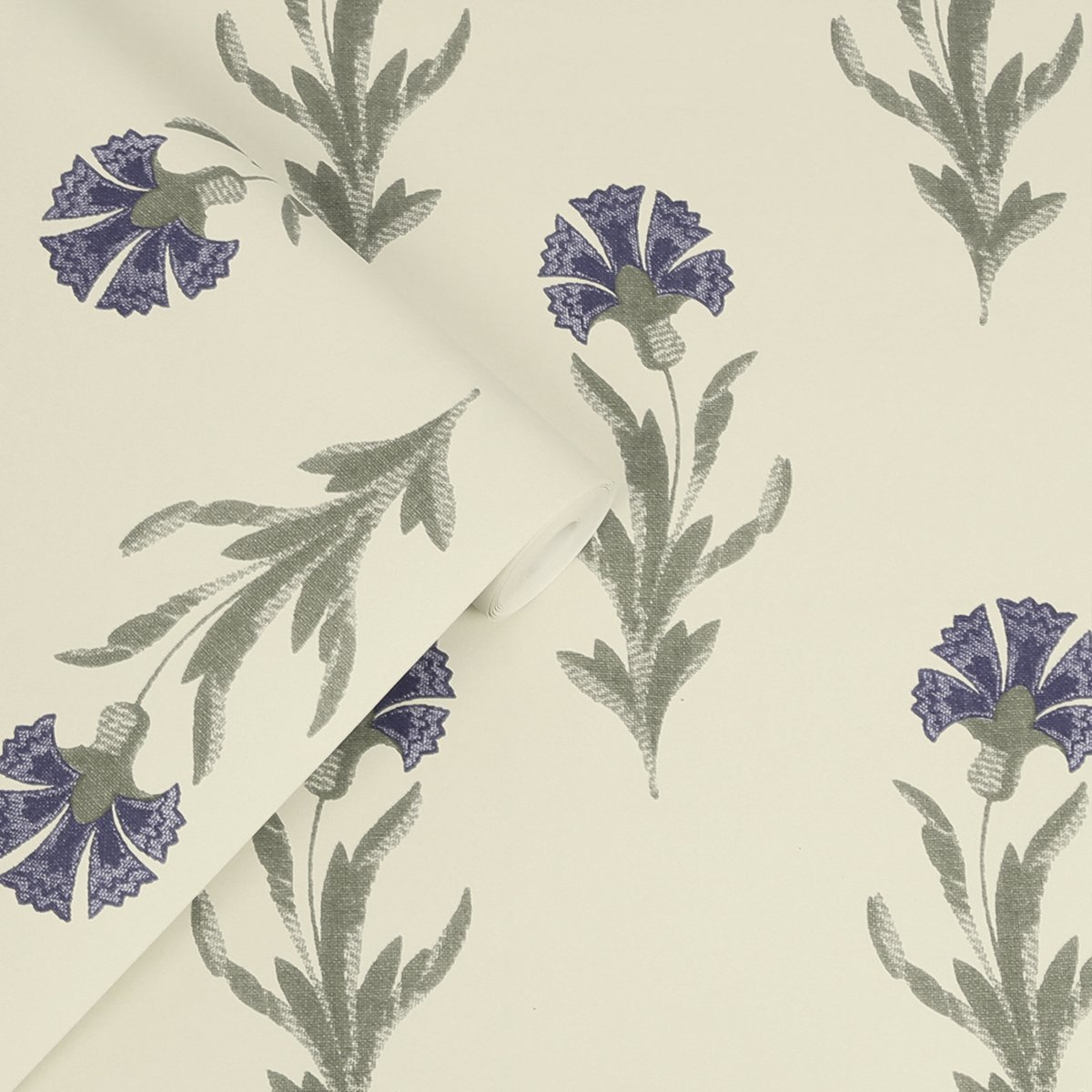 Papier peint fleuri Dandelion bleu, vert, beige, LAURA ASHLEY
