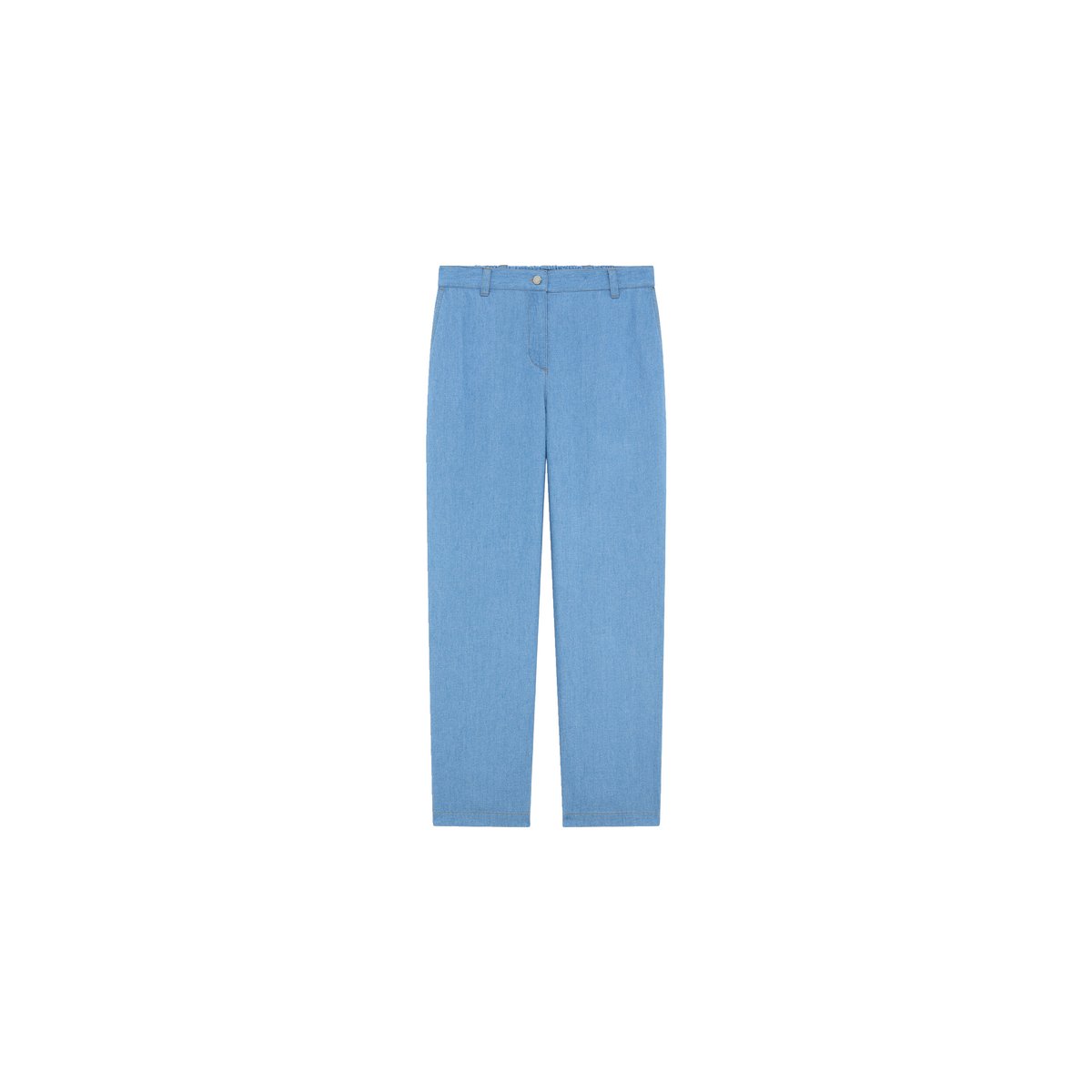 Pantalon 7 huit lin PILLYDENIM bleu ciel, CAROLL