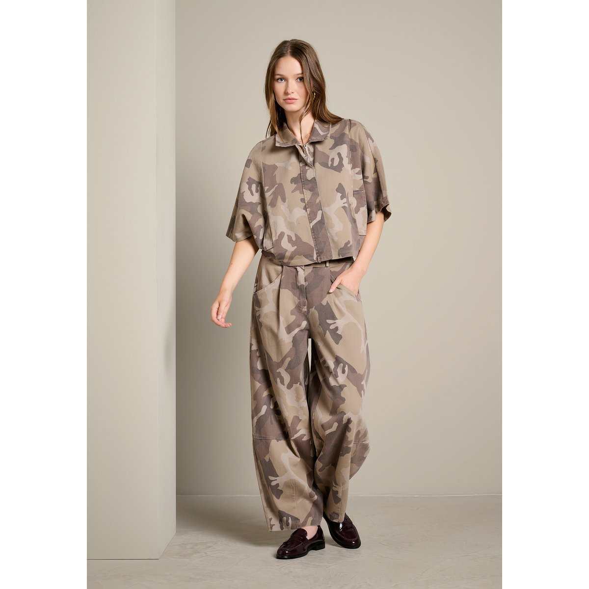 Veste ample camouflage khaki, LOLALIZA