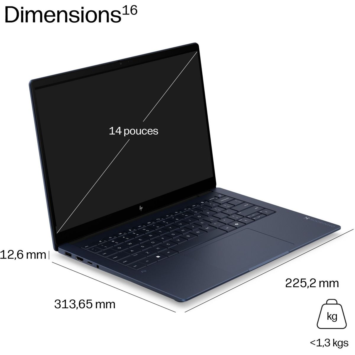 Ordinateur portable 14-ka0007nfx 14" OLED Intel Core Ultra 5 325 16 Go RAM LPDDR5x SSD 512 Go couleur unique, HP