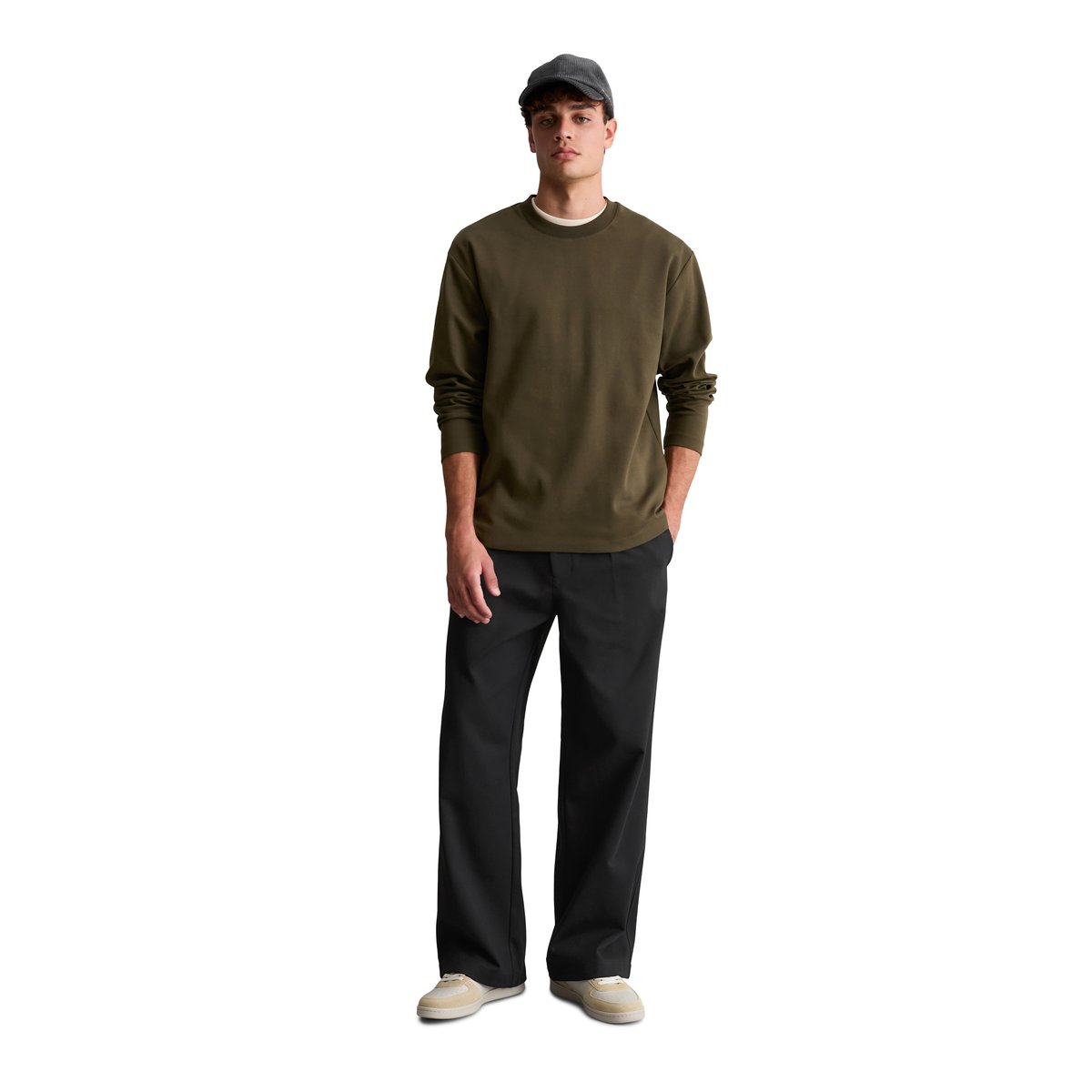 T-shirt à manches longues ample, épais en coton bio marron, MARC O’POLO DENIM