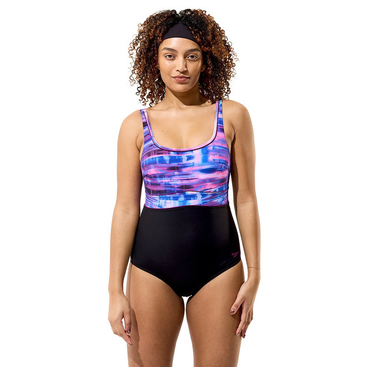 Maillot de bain 1 pièce à bretelles ajustables motif/style imprimé CONTOUR ECLIPSE noir, SPEEDO