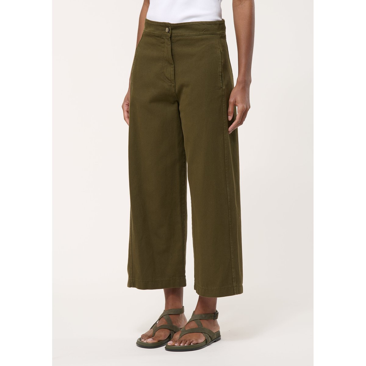 Pantalon large en coton taille haute militaire, HUMILITY