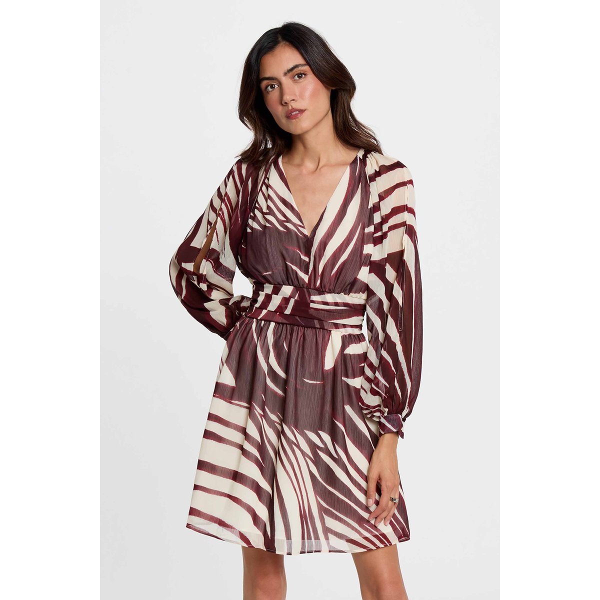 Robe courte cache coeur multicolore, MORGAN