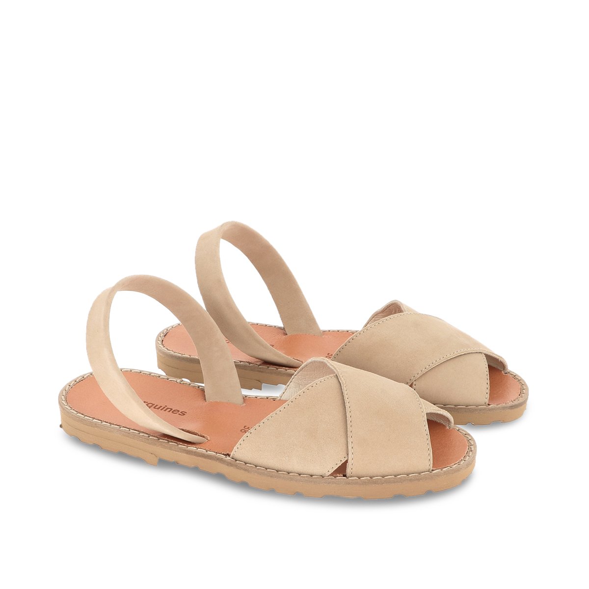 Sandales plates en cuir AVARCA CALA taupe, MINORQUINES