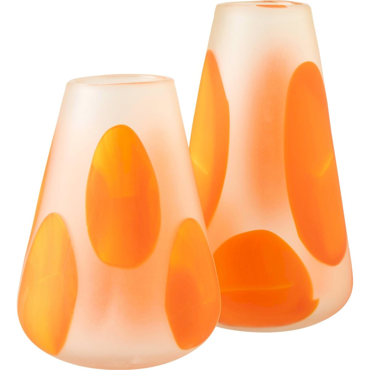 Photophore en verre à pois, Fait main orange foncé et transparent, RECOLLECTION