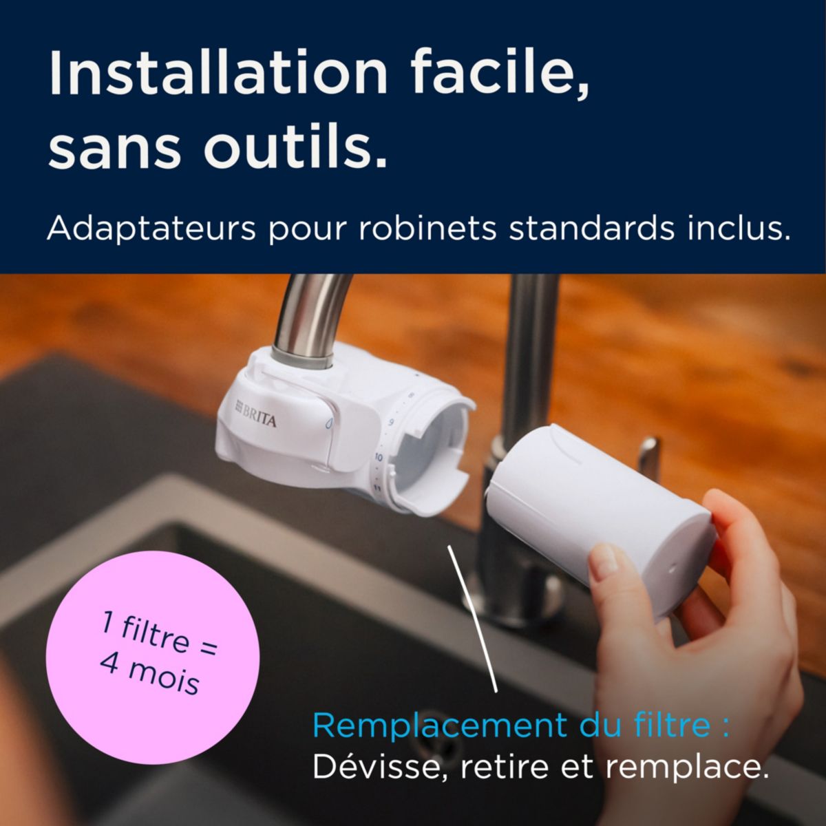 Filtre à eau Système On Tap V + 1 cartouche On Tap V couleur unique, BRITA