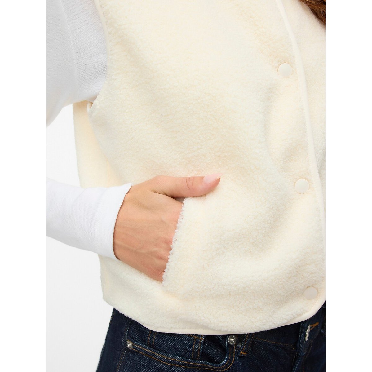 Sherpa Gilet white, VERO MODA