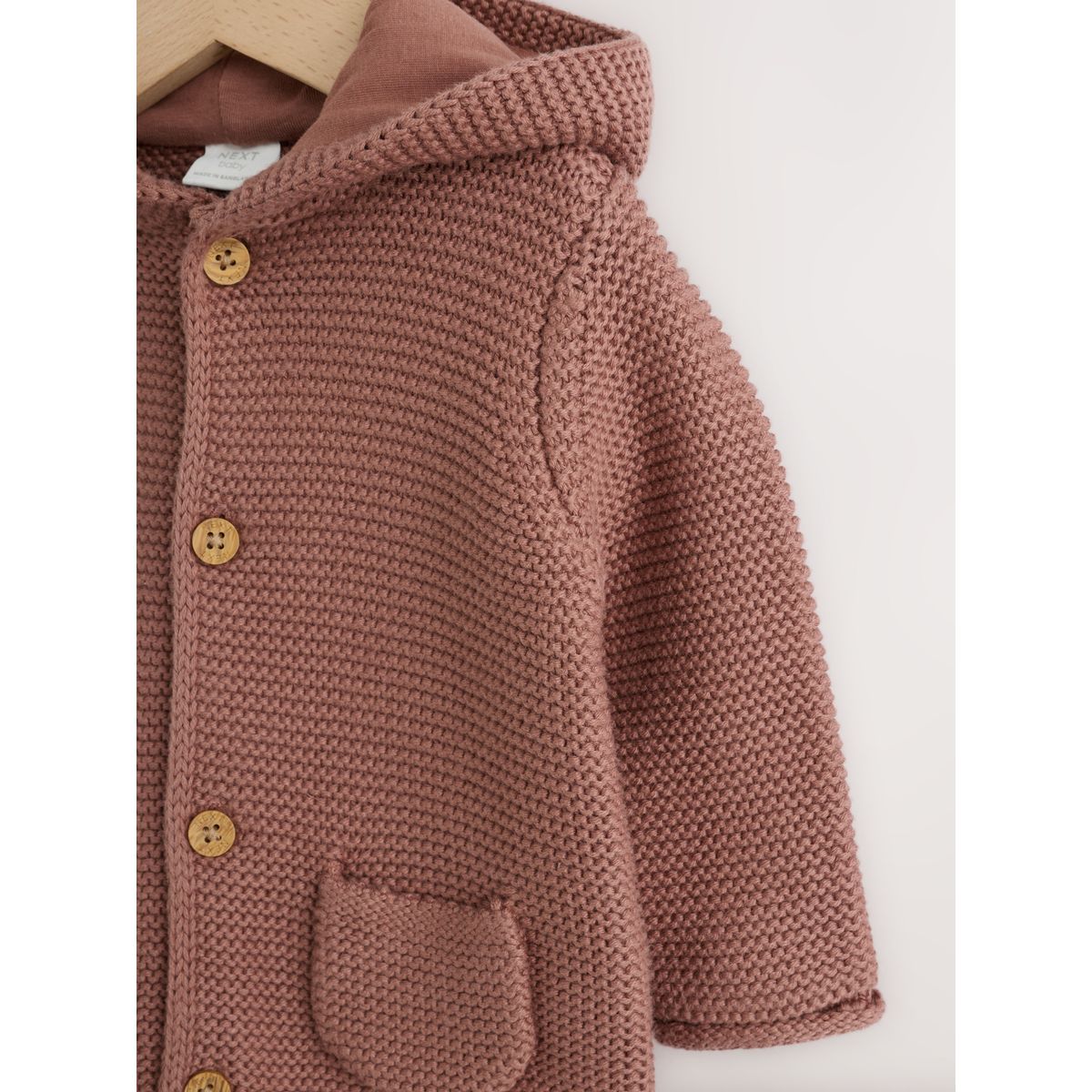 Cardigan à capuche en maille pour bébé marron, NEXT