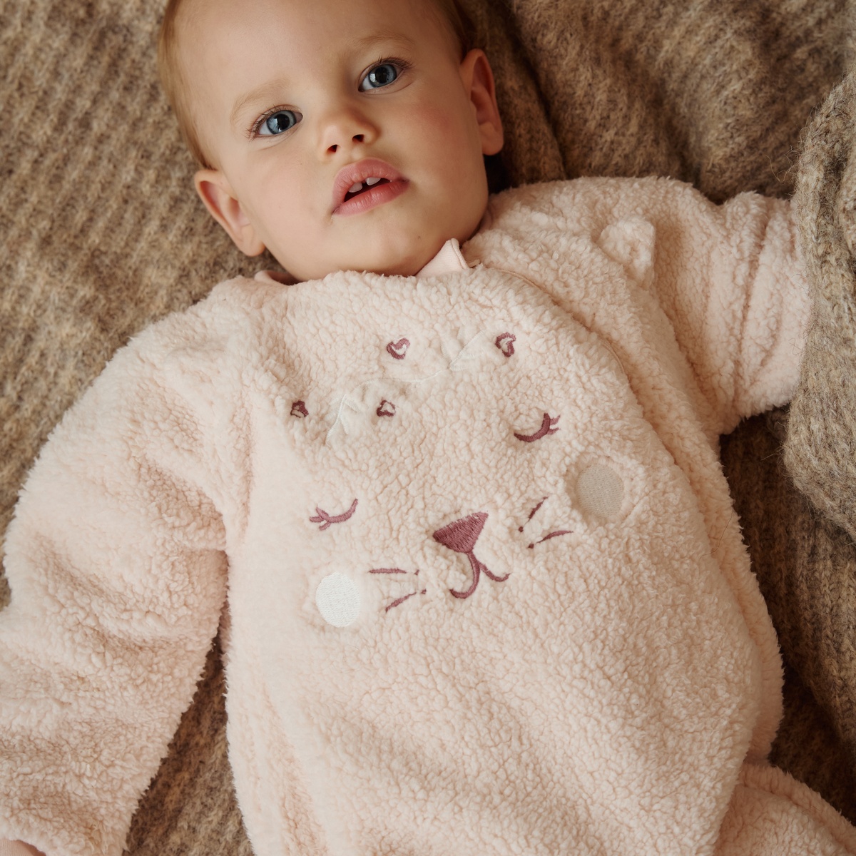 Surpyjama bébé en sherpa Matcha rose, PETIT BEGUIN