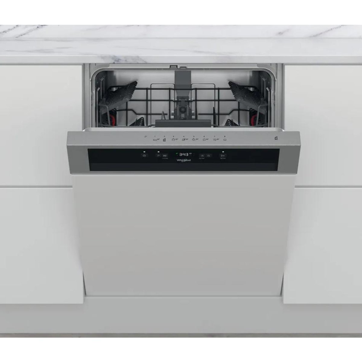 Lave vaisselle integrable 60 cm WBC3C26X sans facade bandeau inox, WHIRLPOOL