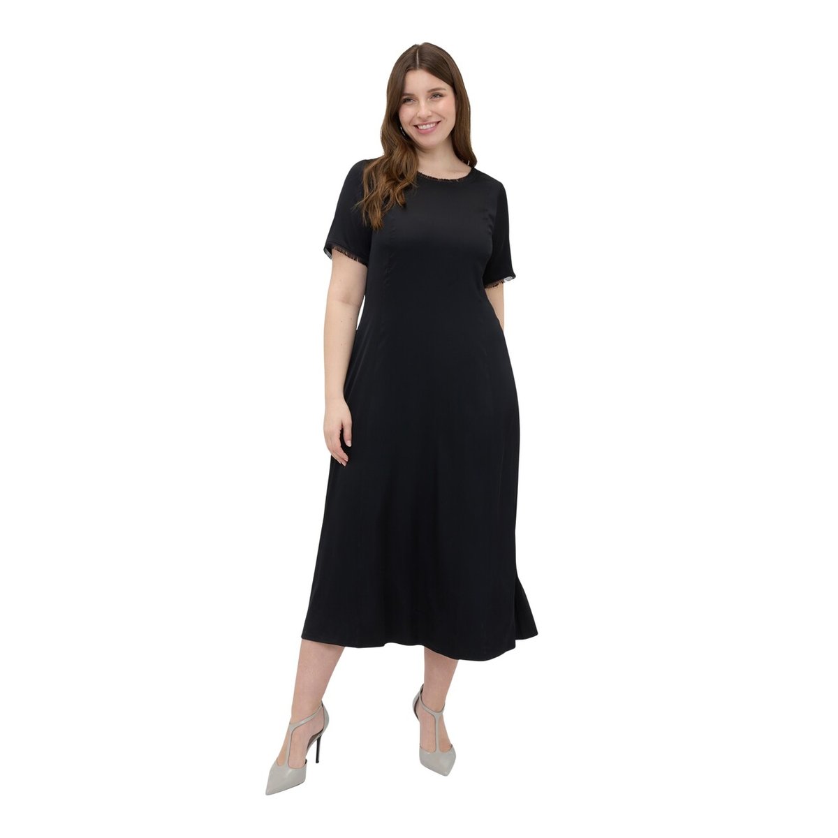 Robe ligne A avec détails effilochés rouge, FIORELLA RUBINO