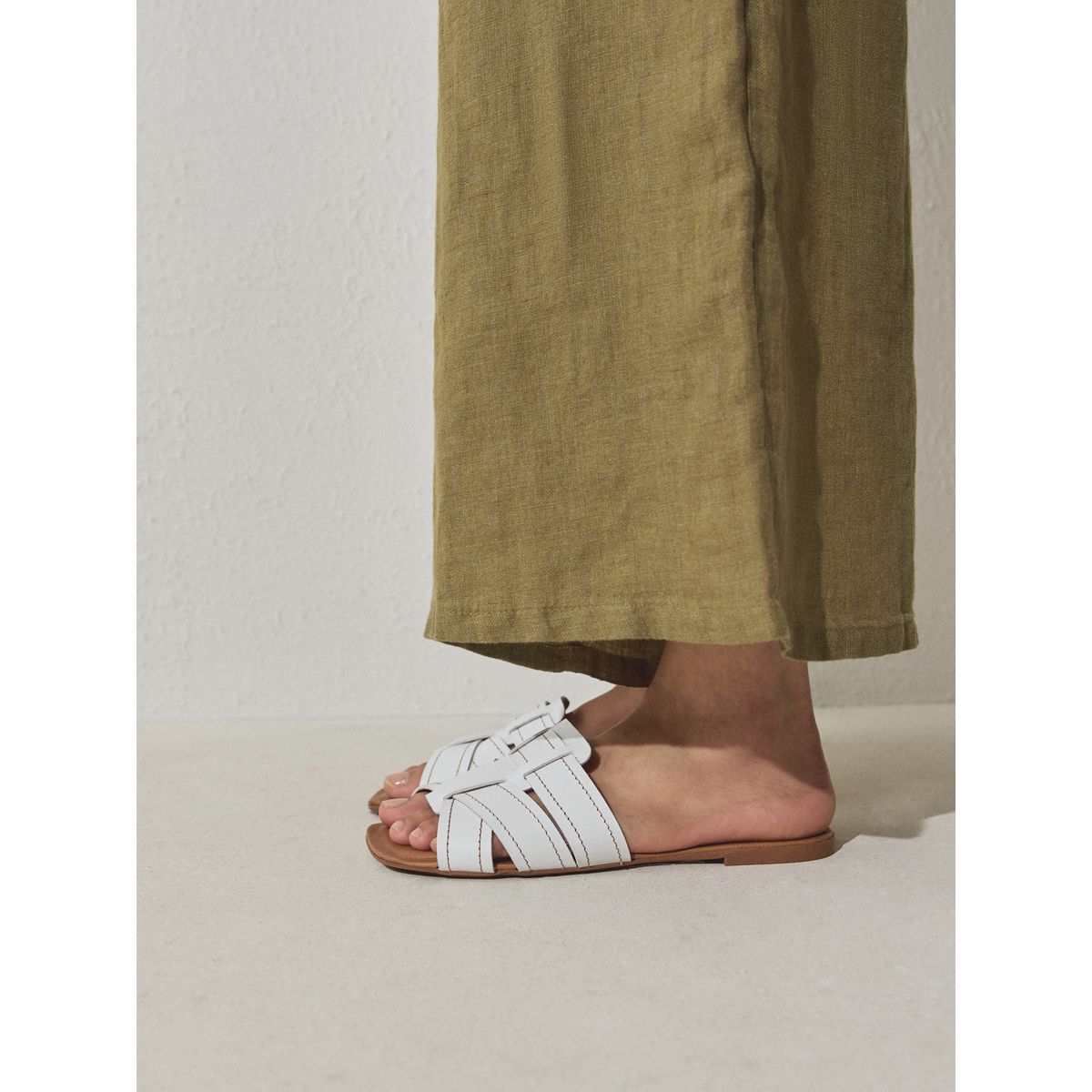 Mules sandales surpiquées forever comfort® blanc, NEXT