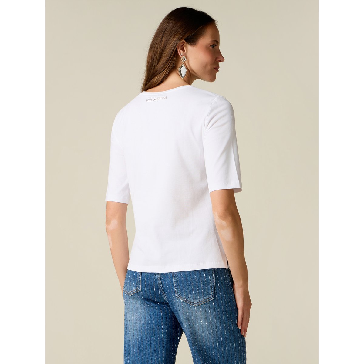 T-shirt avec micro cristaux blanc, OLTRE