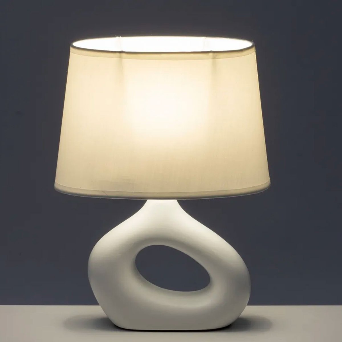 Lampe à poser céramique blanche 23x13x30cm blanc, WADIGA
