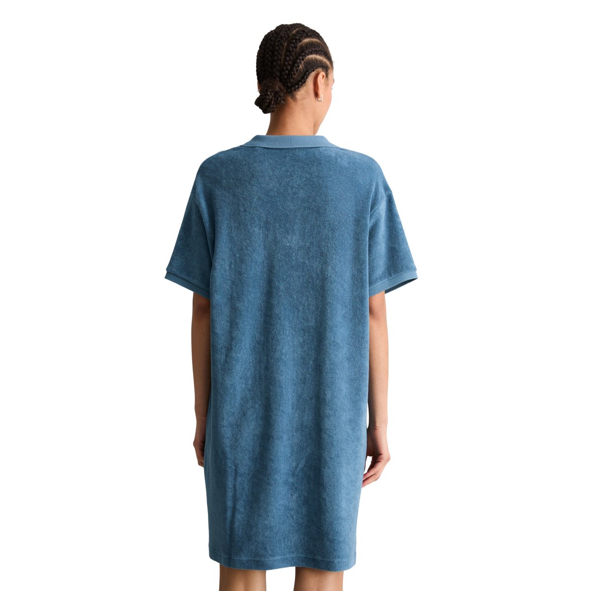 DfC Robe polo en éponge regular en coton organique bleu moyen, MARC O’POLO DENIM