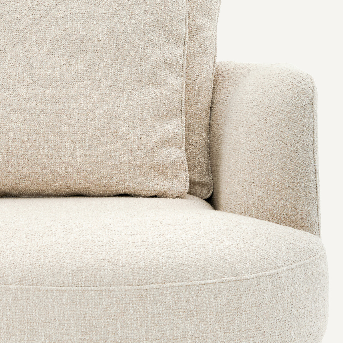 Rechtes, abgerundetes, modulares Halbsofa aus Bouclé, TIBERIO kreide, AM.PM