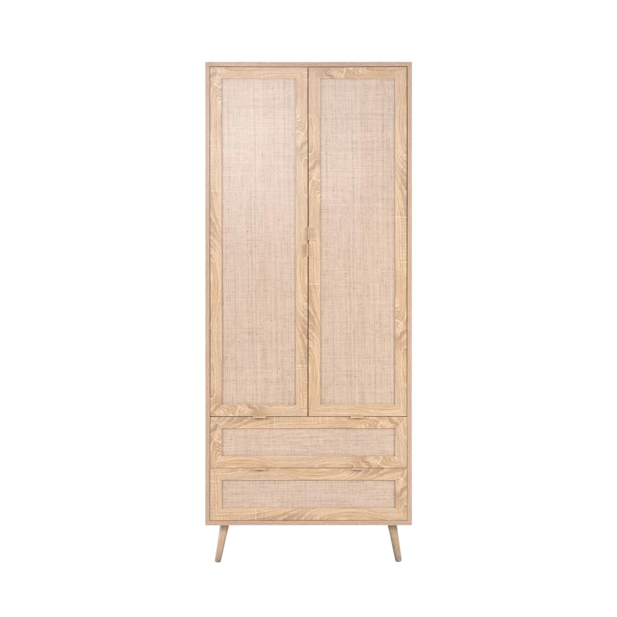 Armoire penderie bohème 2 portes 2 tiroirs SONA bois naturel, PIER IMPORT
