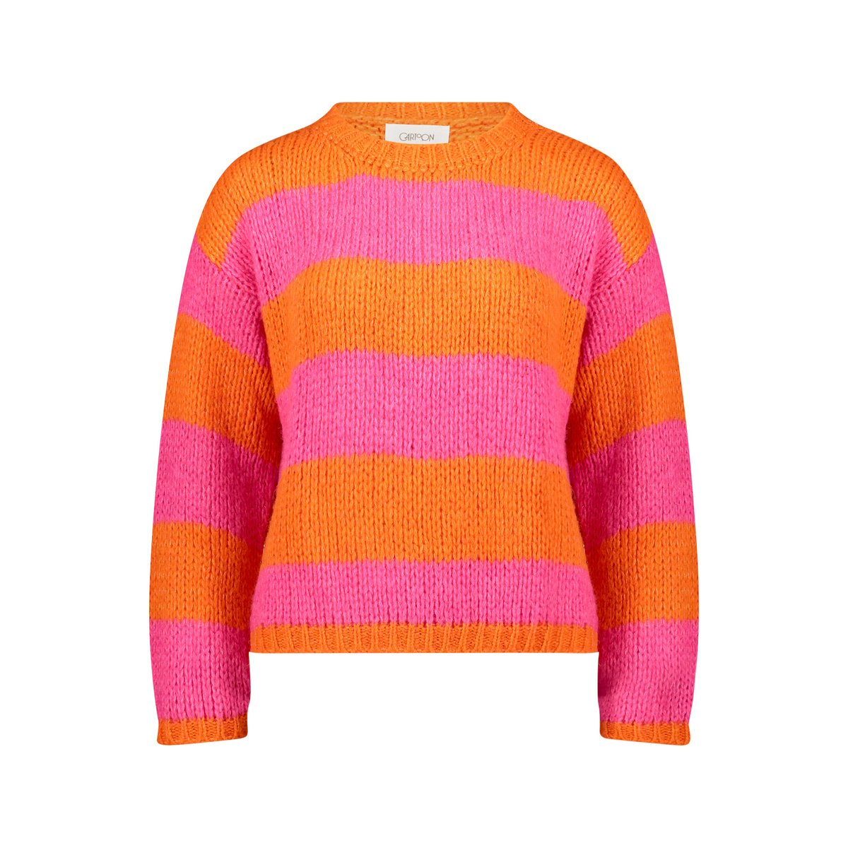 Pull-over en maille à encolure ronde orange/pink, CARTOON