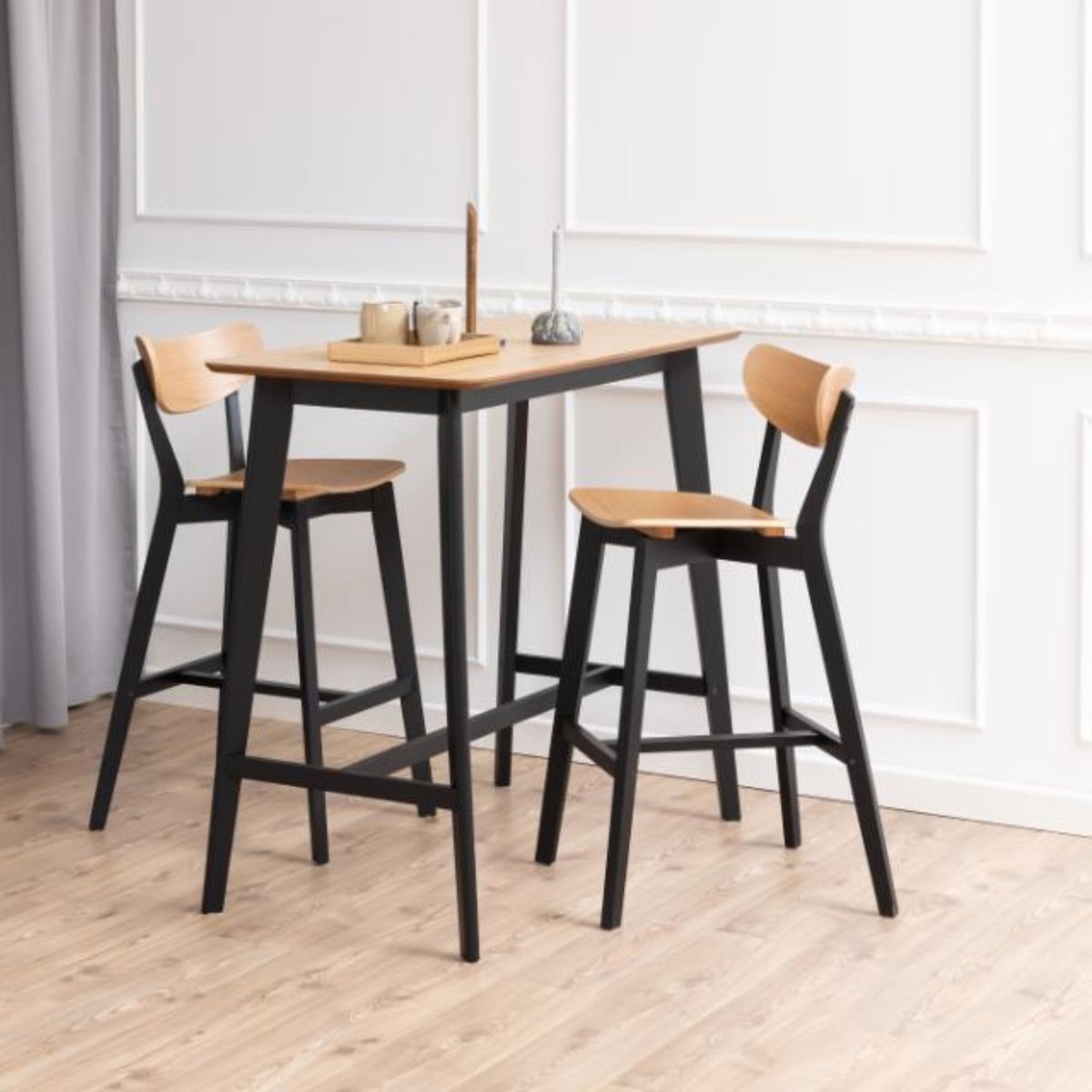 Tabourets de bar scandinaves en bois (lot de 2) - LETA chêne, HELLIN, DEPUIS 1862