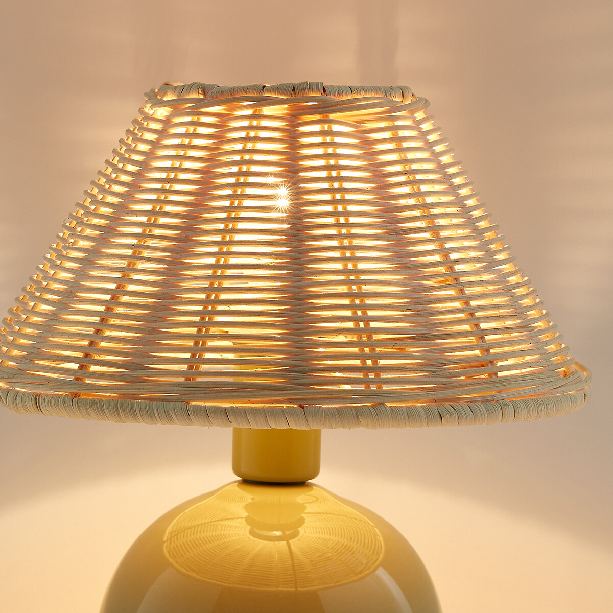 Lampe à poser céramique et rotin, Alios vert/naturel, LA REDOUTE INTERIEURS