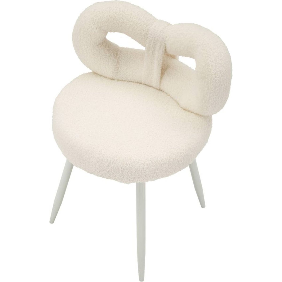Mini chaise bouclette dossier enveloppant pieds blanc, RECOLLECTION
