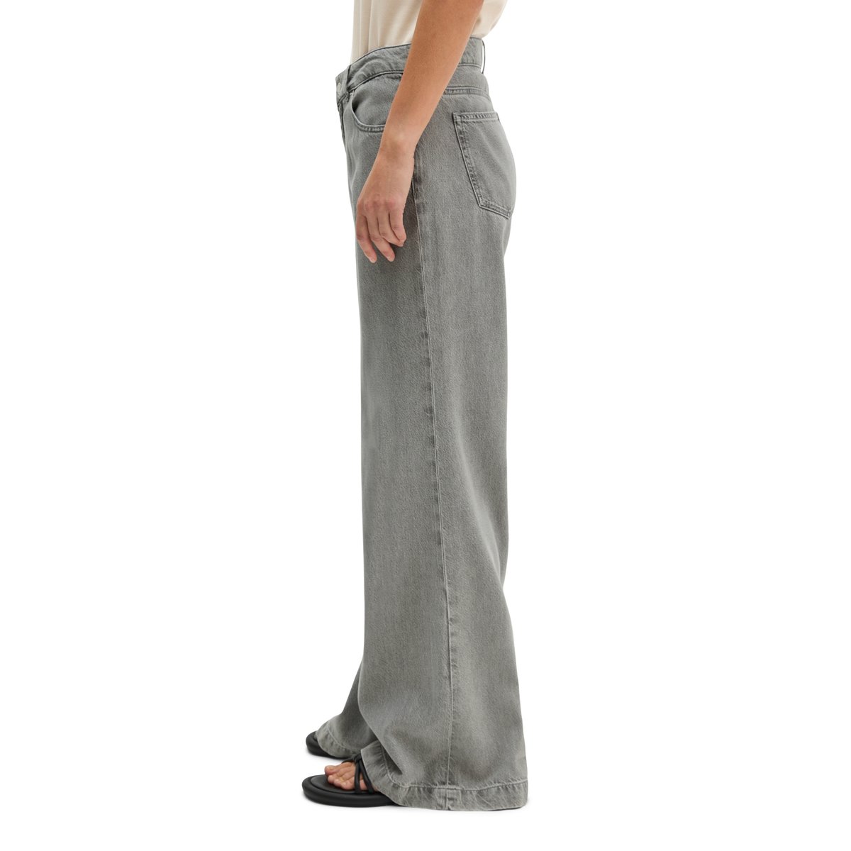 Jeans modèle Fjona flared en doux mélange de lyocell et de coton gris clair, MARC O'POLO