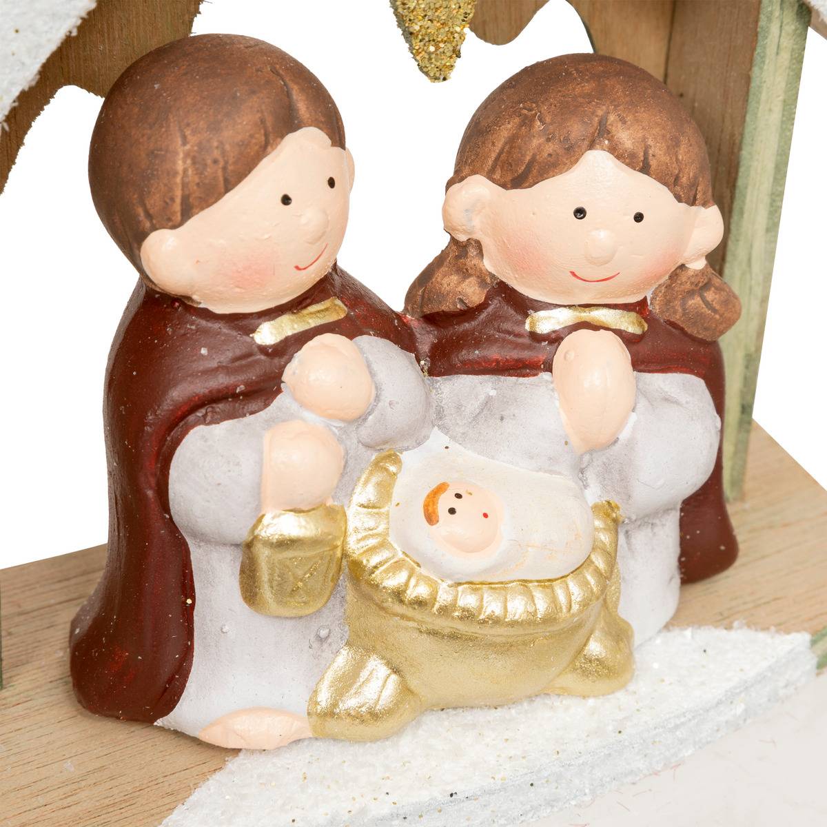 Déco nativité H15 cm grès transparent, ATMOSPHERA