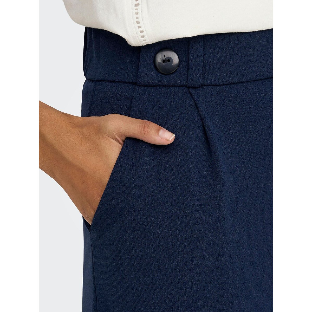 Pantaloni larghi, vita alta blu marino, JDY