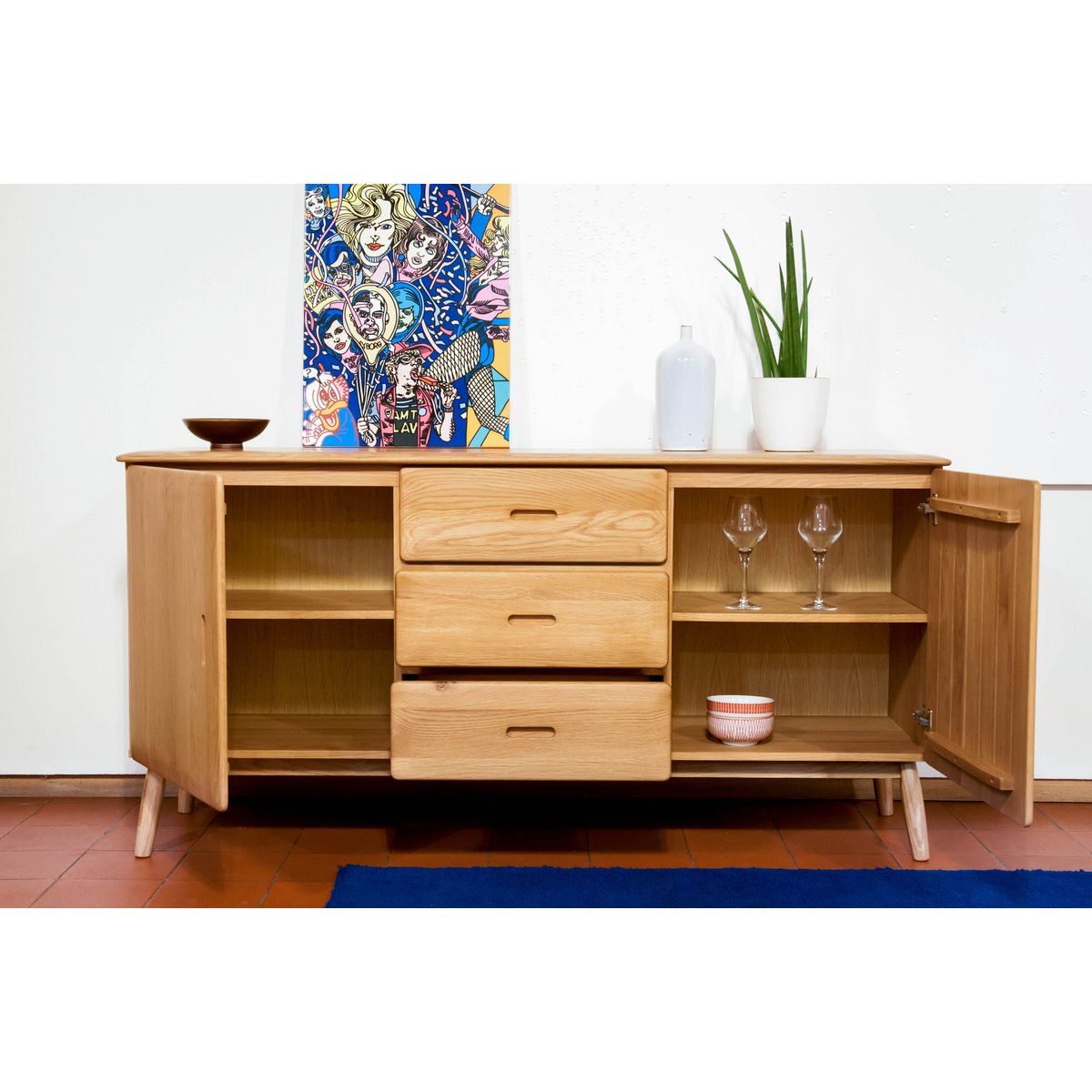 Buffet en chêne KADRELL bois clair, PRODUIT INTERIEUR BRUT