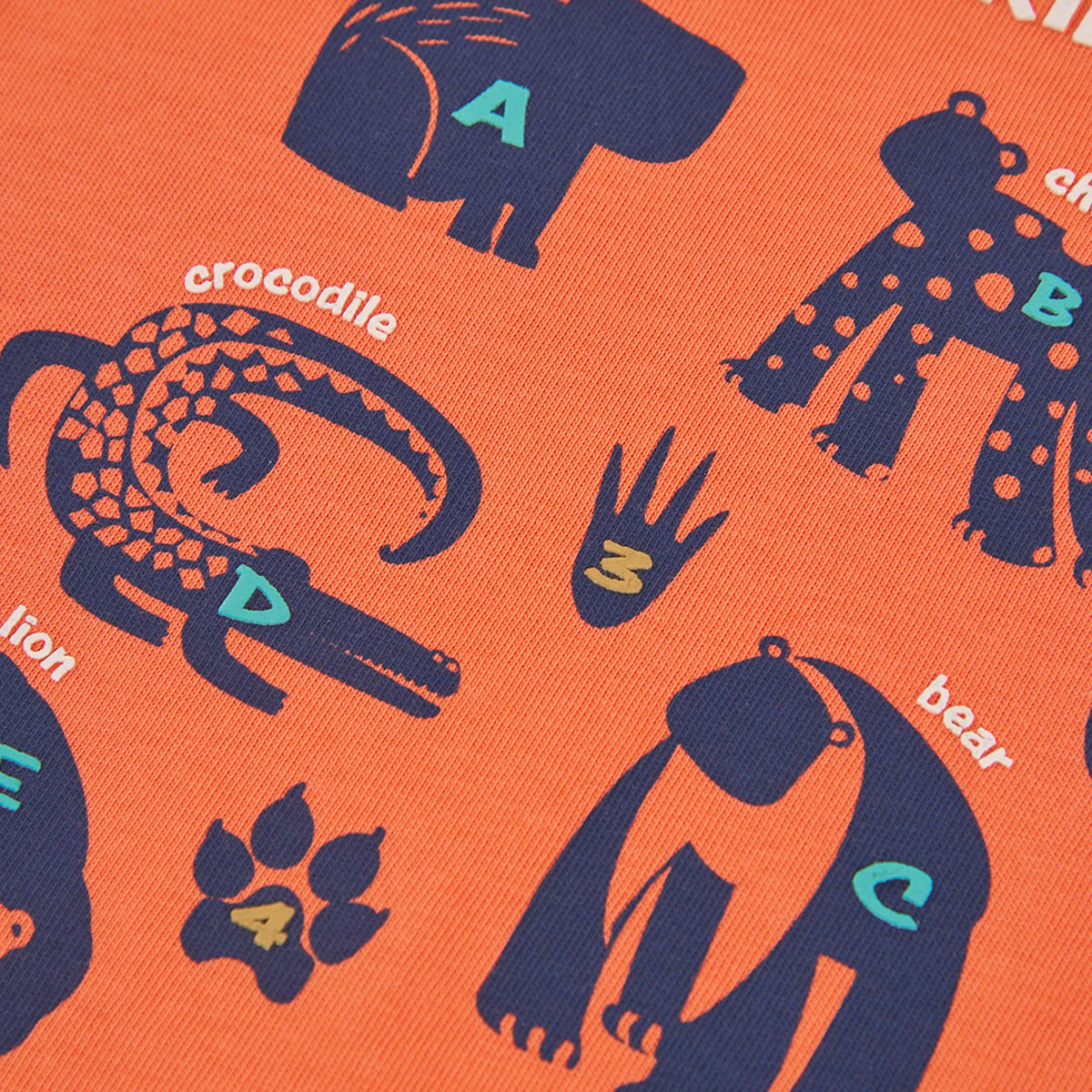 T-shirt garçon maille imprimé animaux orange, BOBOLI
