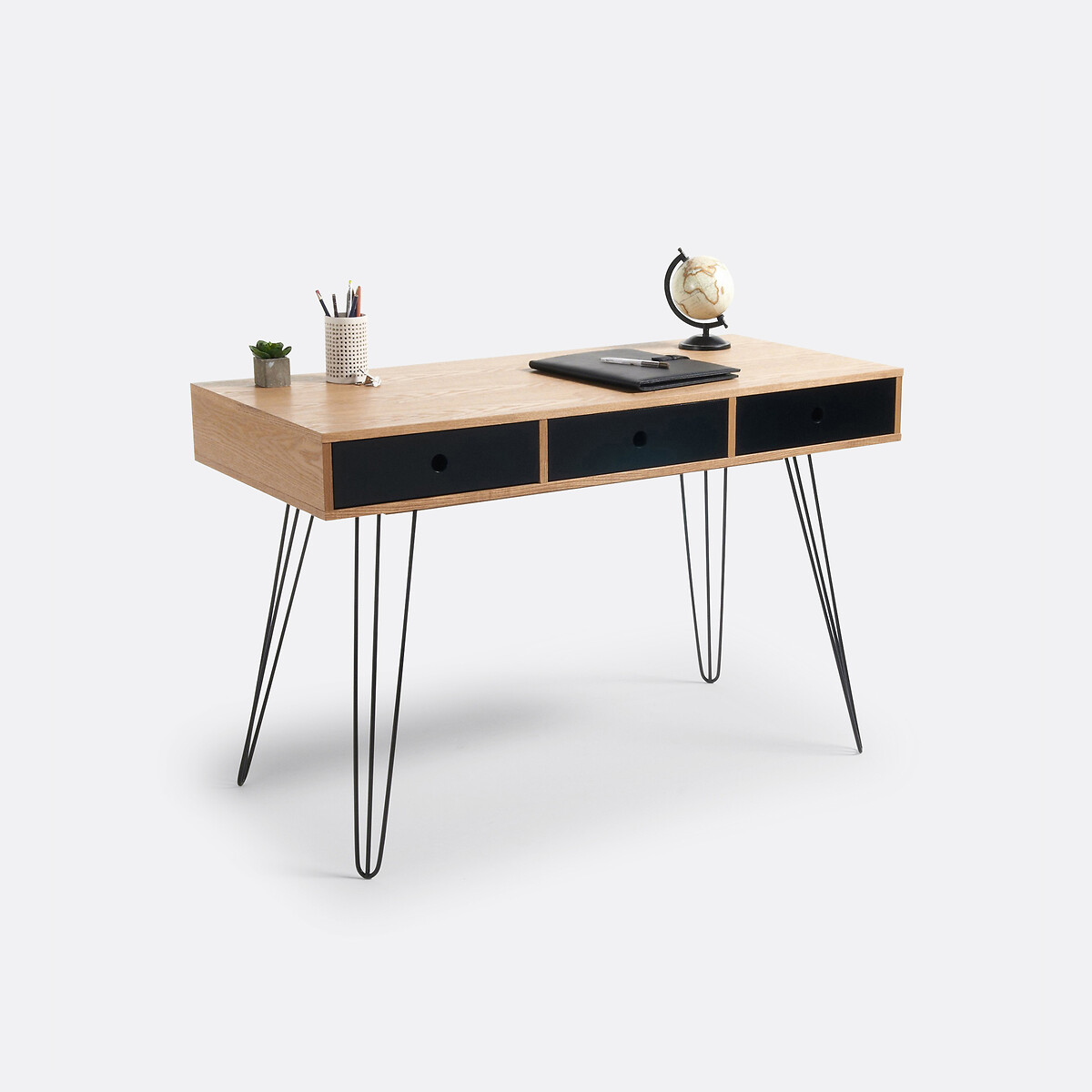 Schreibtisch mit 3 Schubladen Watford schwarz/holz, LA REDOUTE INTERIEURS
