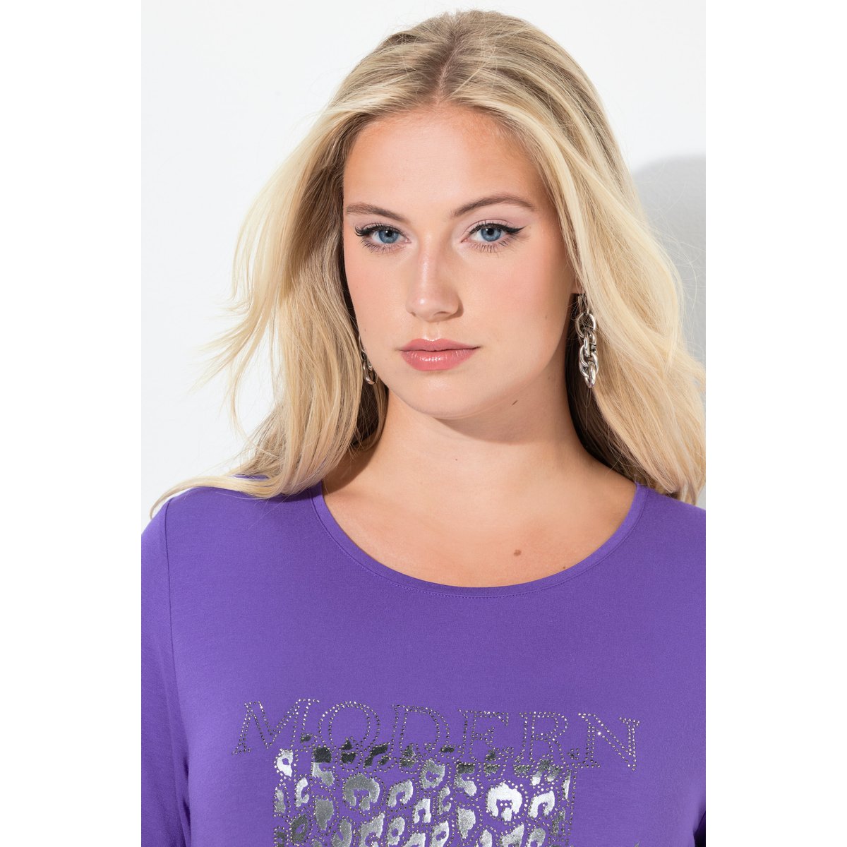 T-shirt avec strass fantaisie violet, ULLA POPKEN