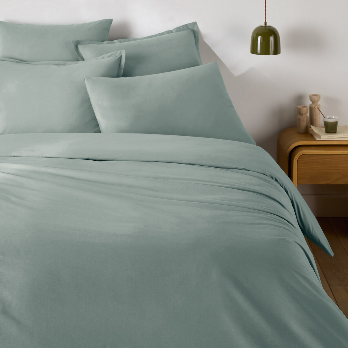 Housse de couette zippée, en percale de coton, 80 fils, Scénario sauge, LA REDOUTE INTERIEURS