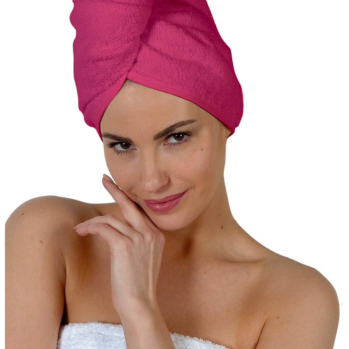 Ensemble Paréo 3 pièces : 1 paréo de bain + 1 bonnet + 1 paire de mules LUXURY rose indien, SENSEI MAISON