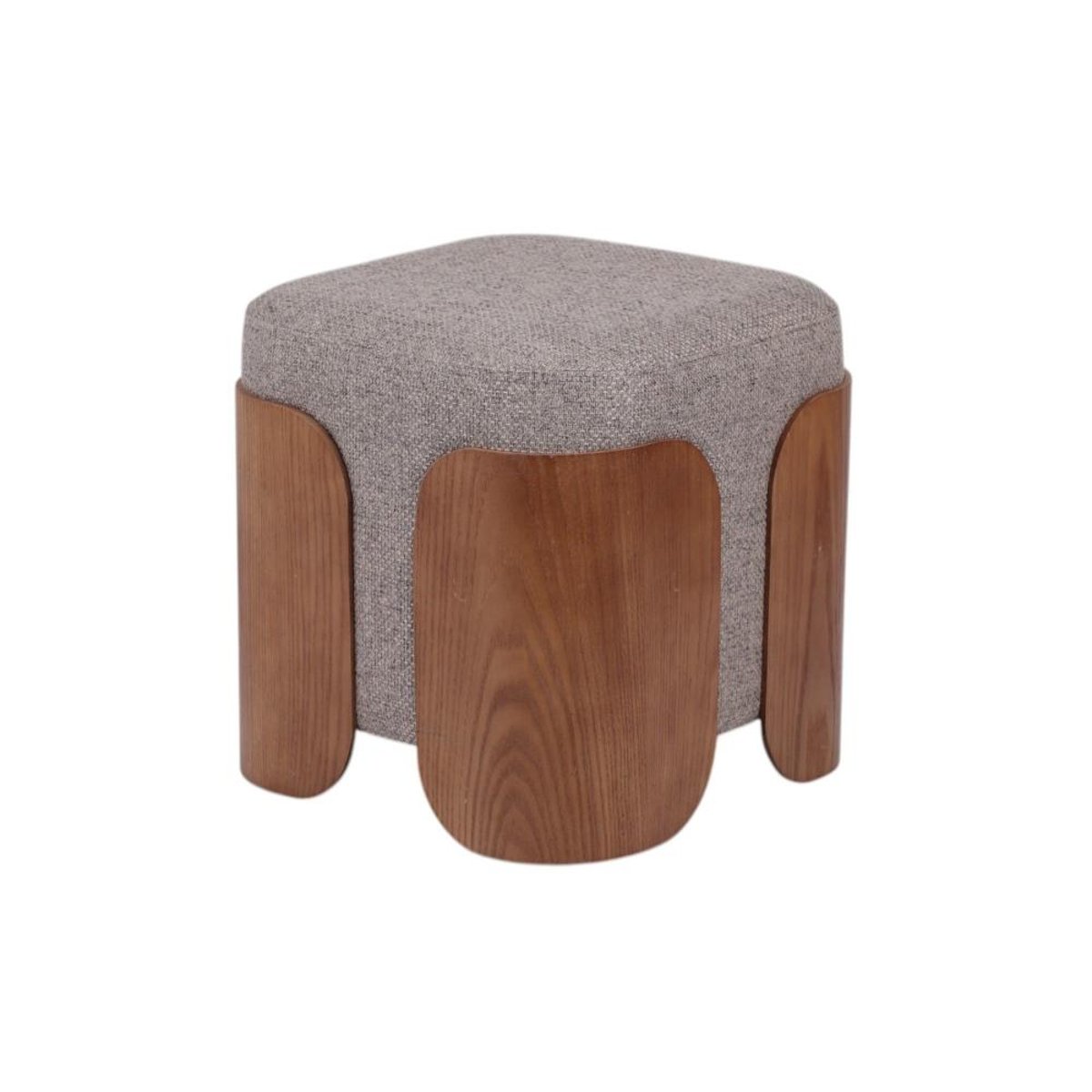 Pouf rond en tissu café et bois Ø35 cm Aubépine marron, AMADEUS