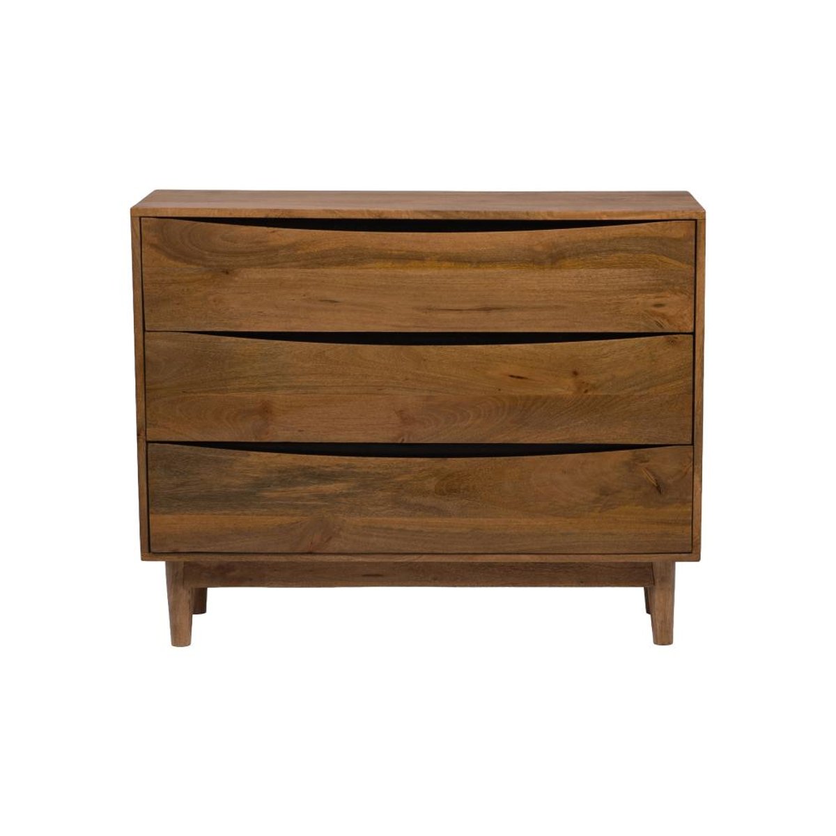 Commode triple en manguier finition noyer L100 cm Gino marron, AMADEUS