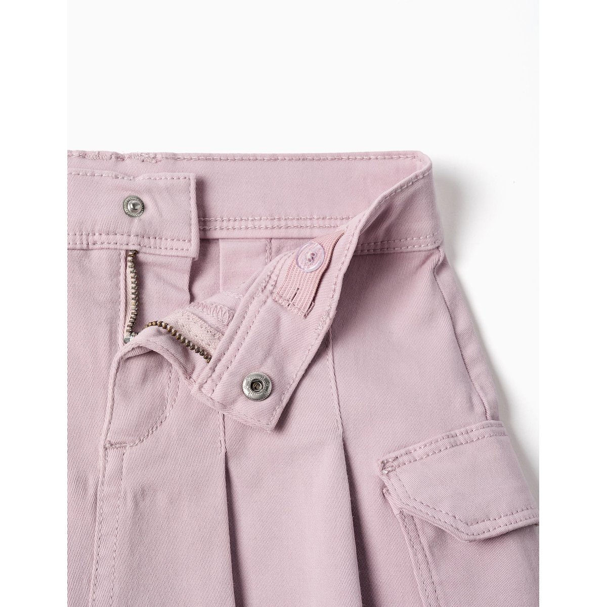 Jupe en sergé avec plis et poches cargo mauve clair, ZIPPY