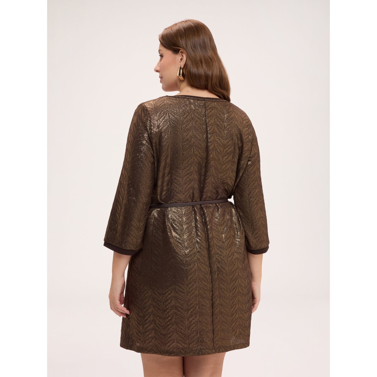 Robe courte évasée marron, FIORELLA RUBINO