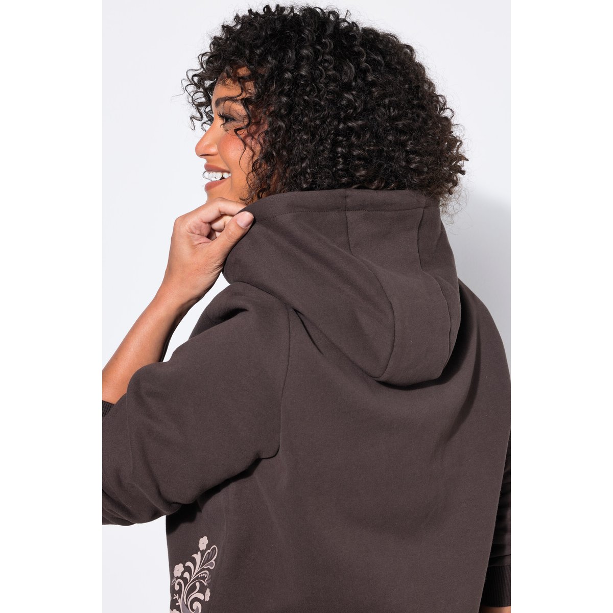 Sweat-shirt oversize, motif à fleurs acajou, ULLA POPKEN