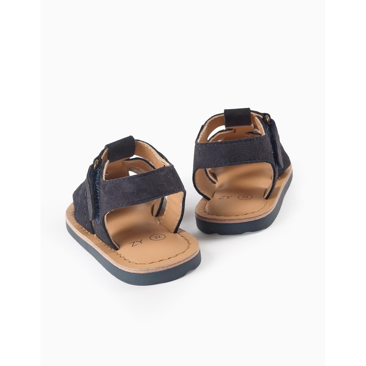 Sandales fermées en suède avec semelle antidérapante bleu, ZIPPY