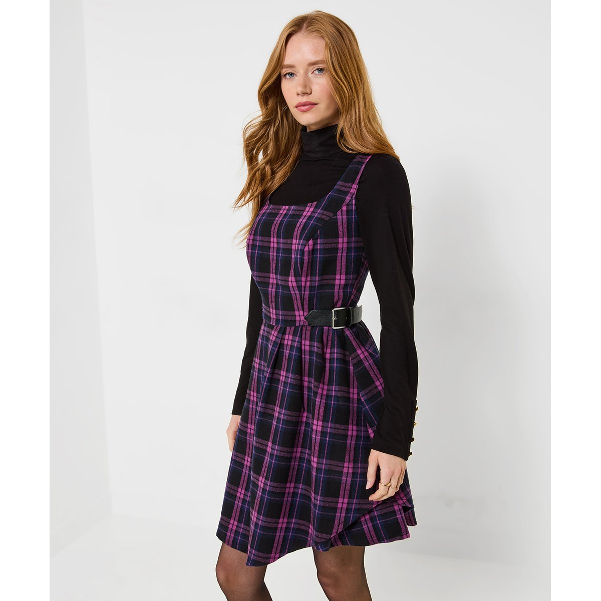 Robe Courte à Carreaux à Boucle Rita violet, JOE BROWNS