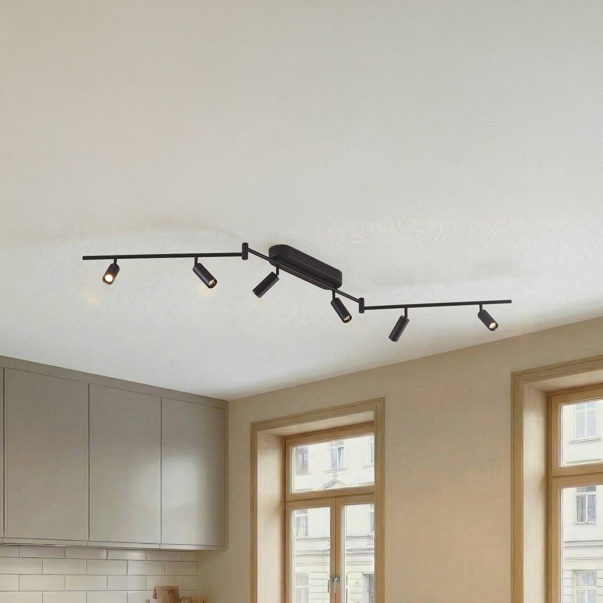 Plafonnier en métal moderneLED, Eldrin noir, LINDBY