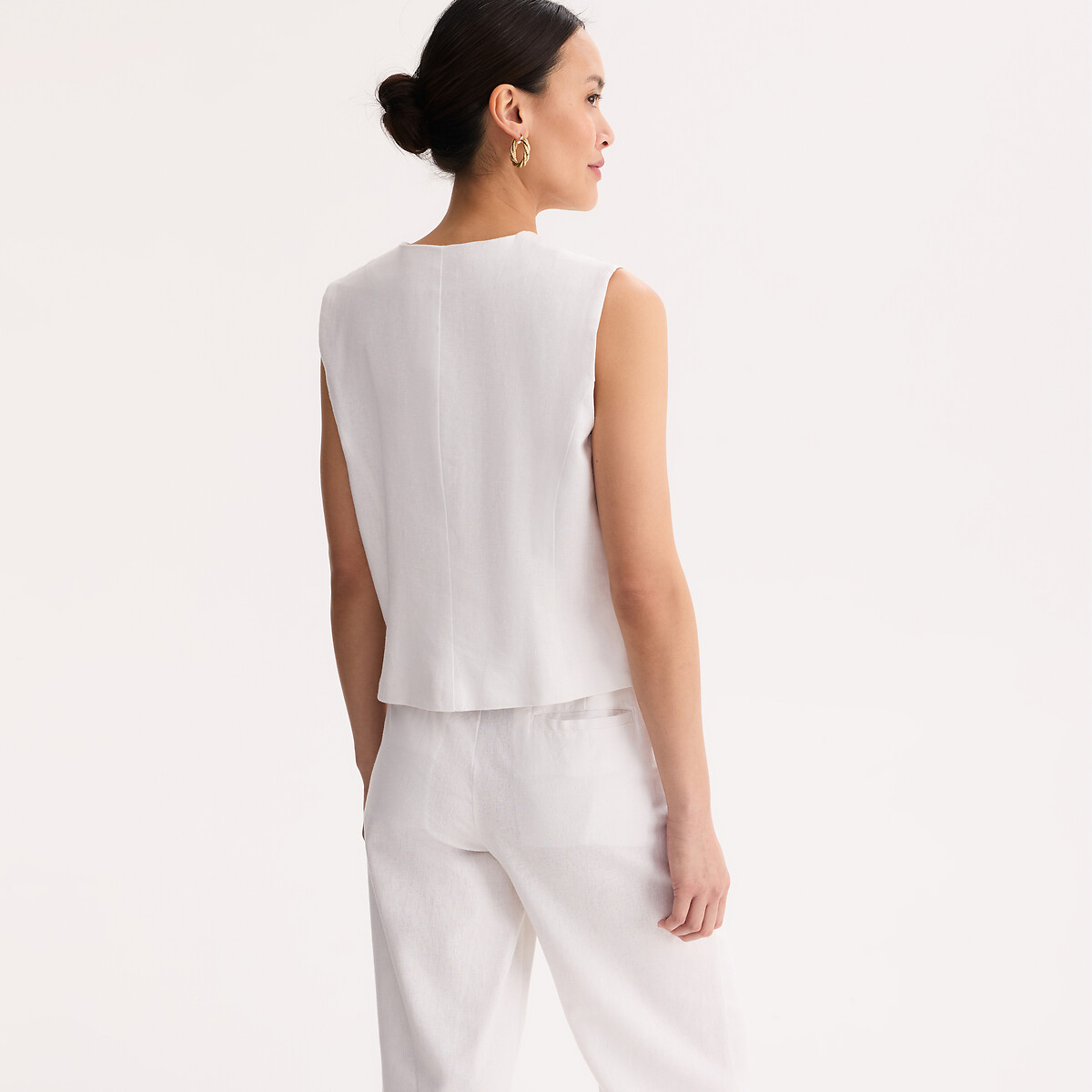 Veste sans manches, coupe droite blanc, ANNE WEYBURN