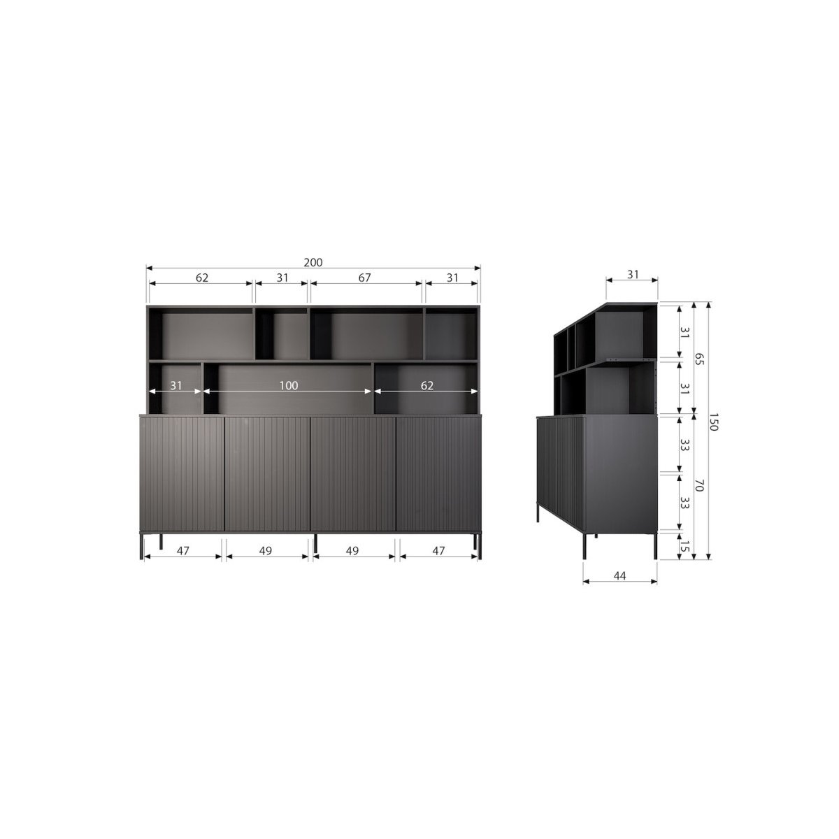 Armoire vitrine GRAVURE brun, WOOOD