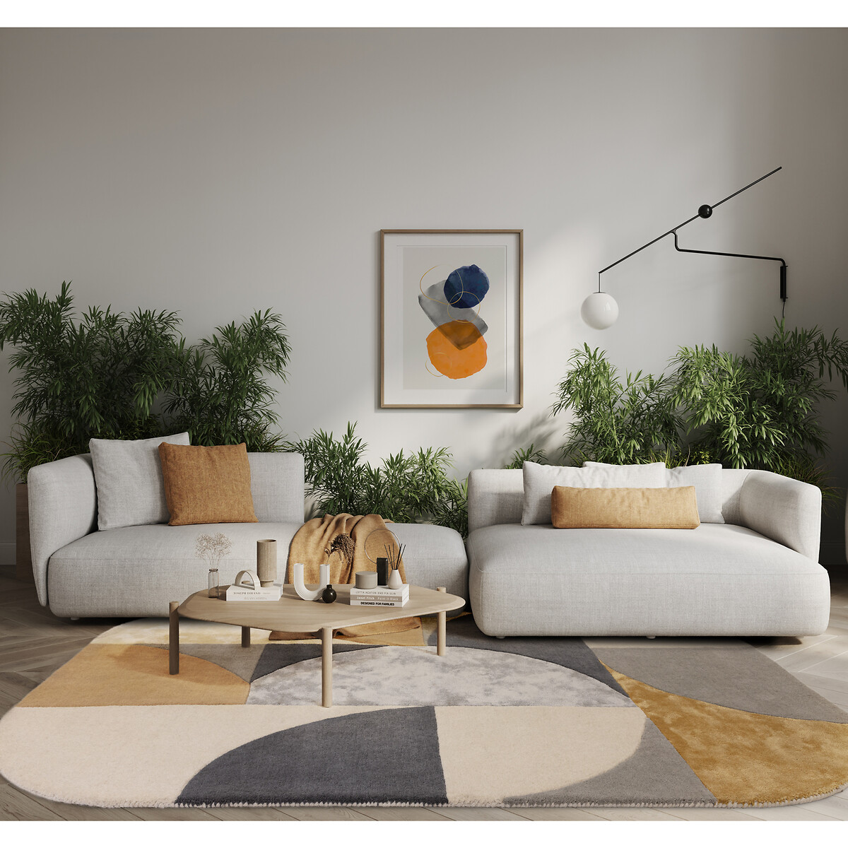 Oval Shapes Pattern Rug grey/yellow, ÉDITÉ