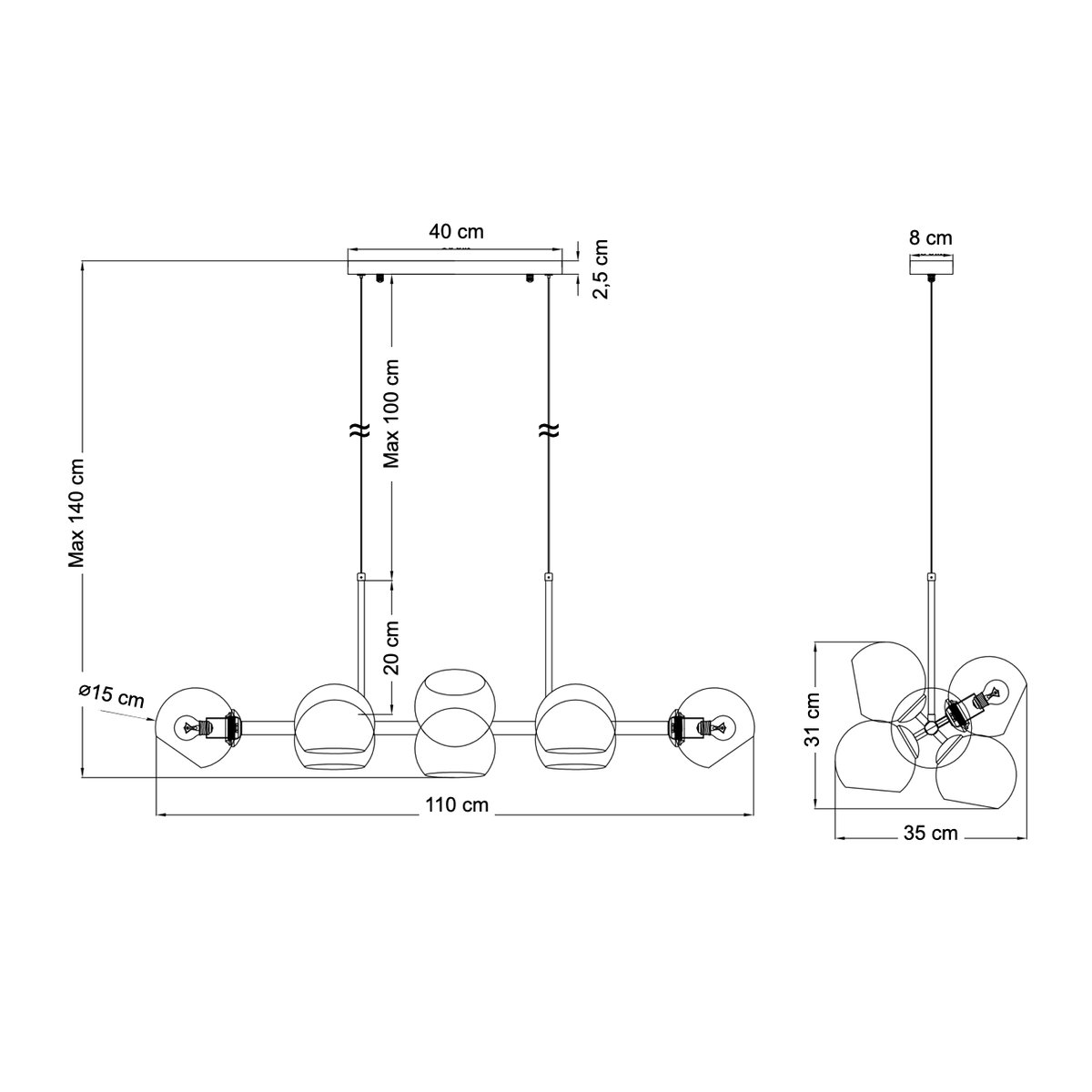 Grande suspension moderne - CARLOTTA doré / laiton, KOSILUM